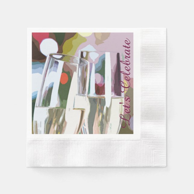 Champagne Glass Toast Paper Napkins (Front)