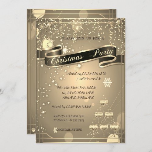 Champagne Glass Tree Company Party Invitation