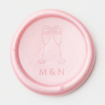 Champagne Glass Wedding Engagement Initials Wax Seal Sticker<br><div class="desc">Cheers to a beautiful wedding! These wax seals feature a design with two champagne glasses. Use these to add a special detail to save the dates,  invitations,  wedding decor,  welcome bags,  or thank you notes. Customize with your initials to create a personal touch.</div>