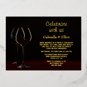 Champagne Glass Wedding Reception Foil Invitation