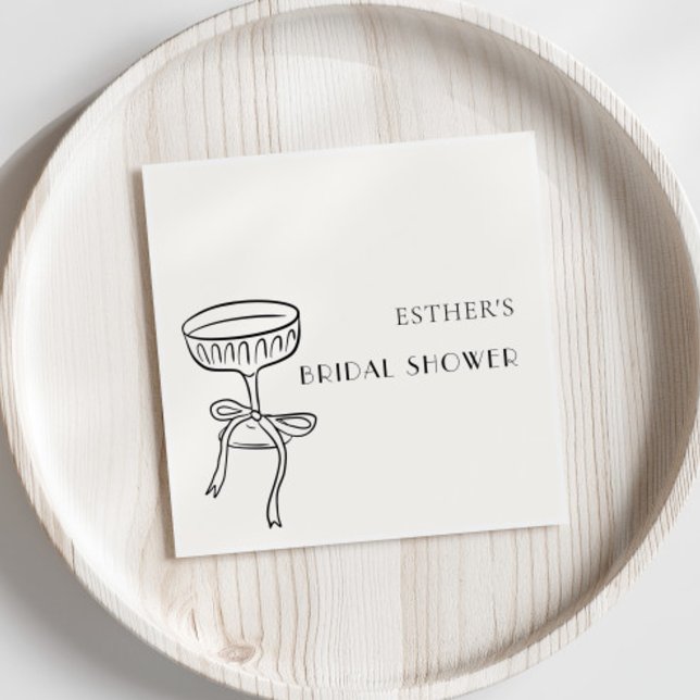 Champagne Glass With Bow Bridal Shower Napkins (Creator Uploaded)