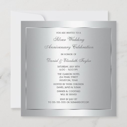 Champagne Glasses 25th Wedding Anniversary Invitation | Zazzle