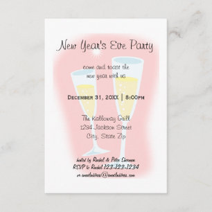 Champagne Glasses - 3x5 New Year's Eve Party Invitation