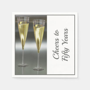 Champagne Glasses 50th Wedding Anniversary Party Napkins