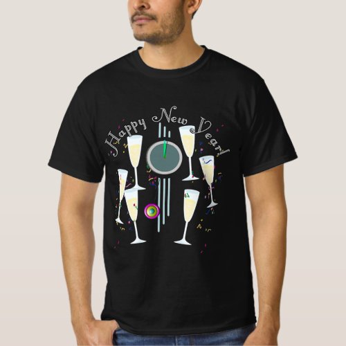 Champagne Glasses and Countdown New Years T_Shirt