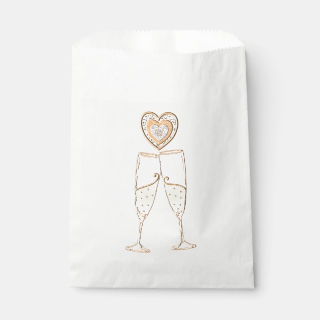 Champagne Glasses and Hearts Favor Bag (Front)