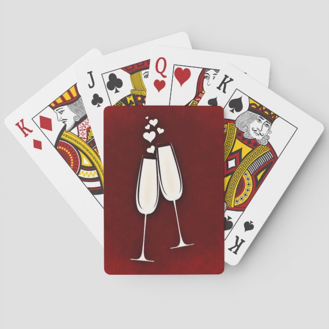 Champagne Glasses and Hearts  Poker Cards (Back)