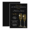 Champagne Glasses Black Gold Birthday Invitation