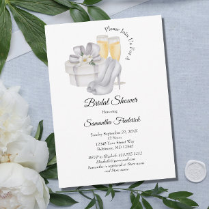 Champagne Glasses Bridal shoes Chic Bridal Shower Invitation
