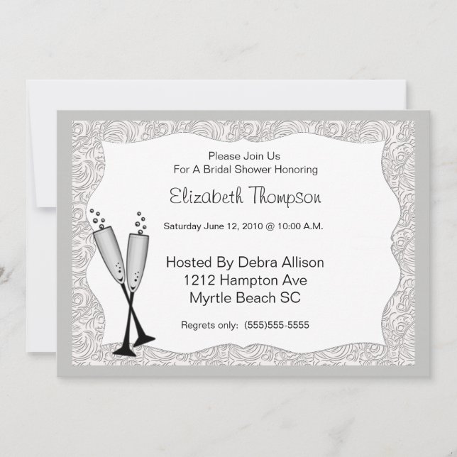 Champagne Glasses Bridal Shower Invitation (Front)