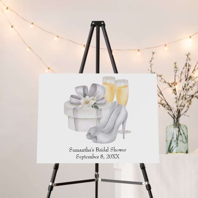 Champagne Glasses Brides Shoes Bridal Shower Sign (In Situ (Stand))