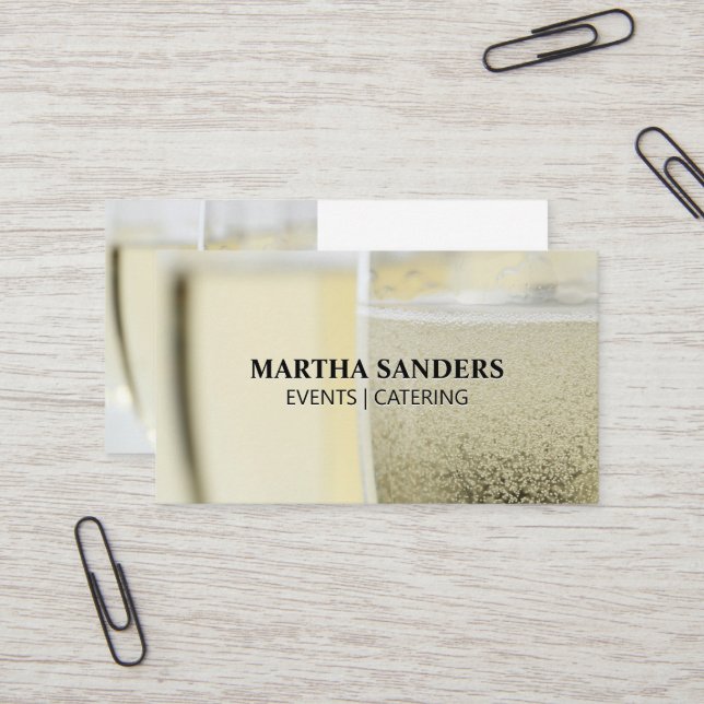 Champagne Glasses | Catering Banquet Business Card (Front/Back In Situ)