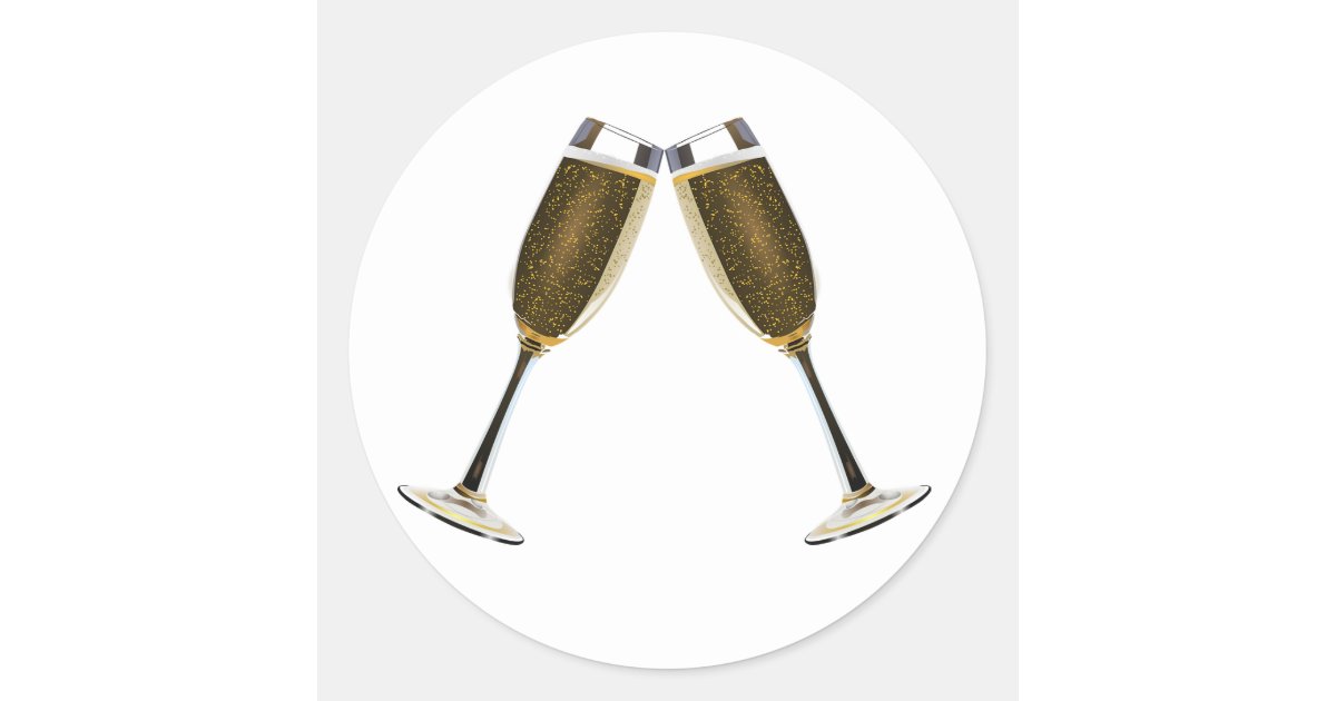 Champagne Glasses Celebration Classic Round Sticker | Zazzle