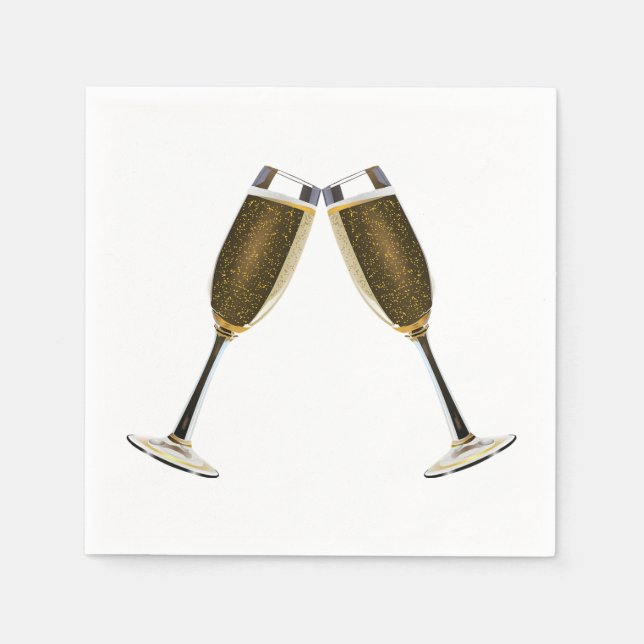 Champagne Glasses Celebration Napkins (Front)