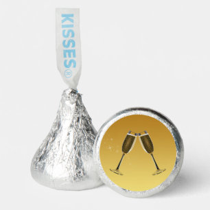 Champagne Glasses Celebration on Gold Hershey®'s Kisses®