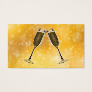 Champagne Glasses Celebration on Sparkling Gold
