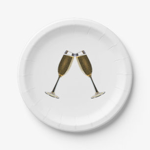 Champagne Glasses Celebration Paper Plates