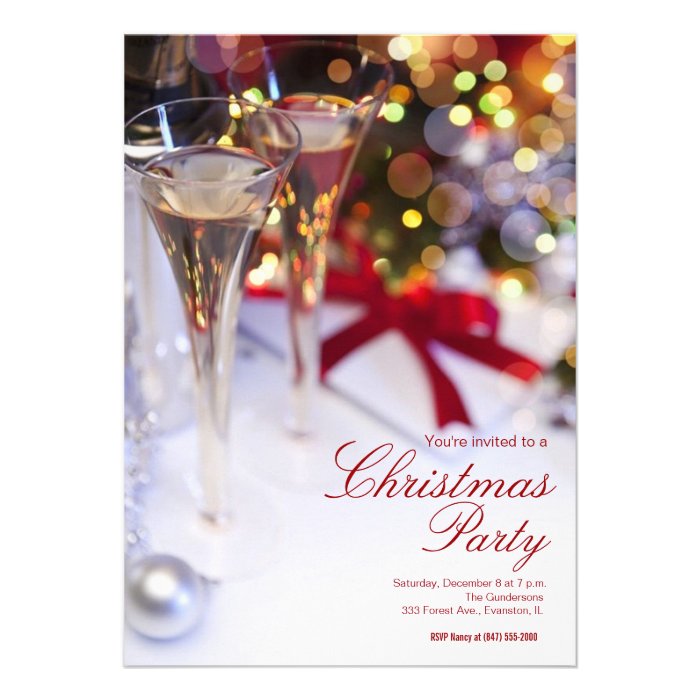 champagne glasses christmas party invitation