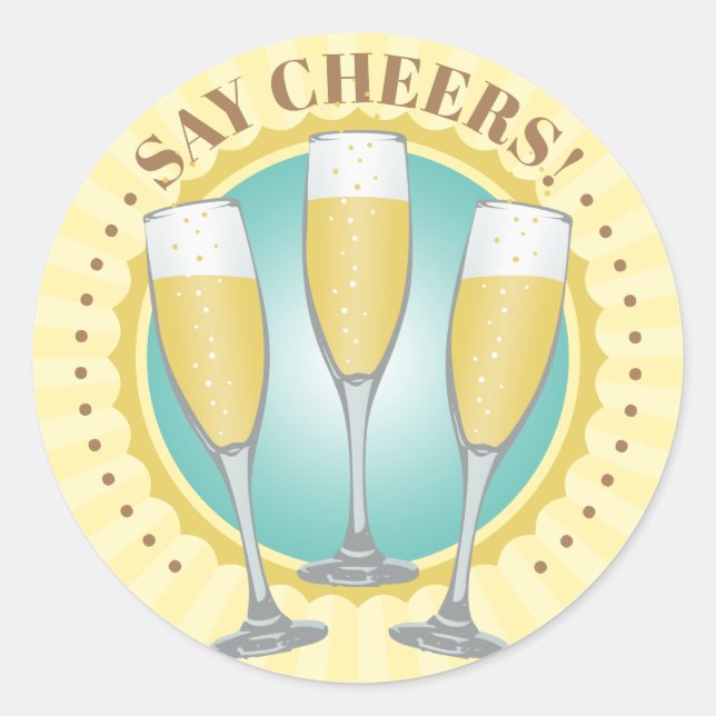 Champagne Glasses Classic Round Sticker (Front)