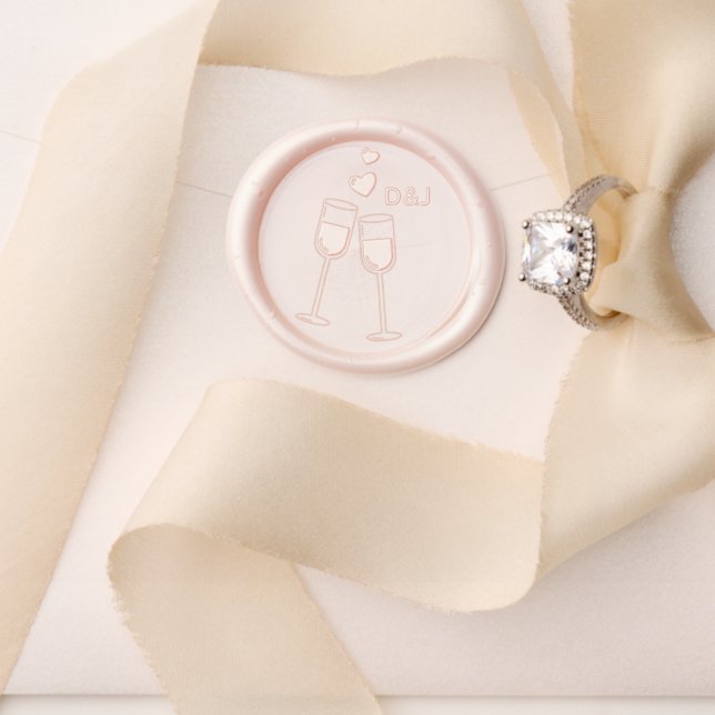 Champagne Glasses Couple Initials  Wax Seal Stamp (Insitu (Wedding))
