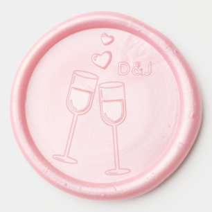 Champagne Glasses Couple Initials  Wax Seal Sticker