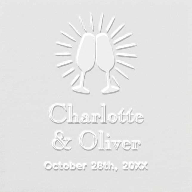 Champagne Glasses Couple Names Date Monogr Embosser (Design)