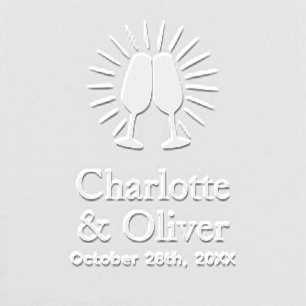 Champagne Glasses Couple Wedding Names Date #2 Embosser