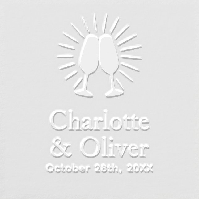 Champagne Glasses Couple Wedding Names Date #2 Embosser (Design)