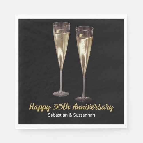 Champagne Glasses Custom Wedding Anniversary Party Napkins