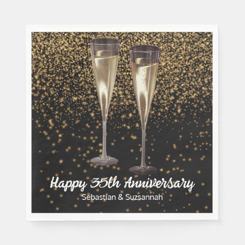 Champagne Glasses Custom Wedding Anniversary Party Napkins