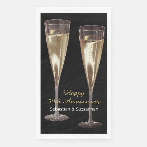 Champagne Glasses Custom Wedding Anniversary Party Paper Guest Towels