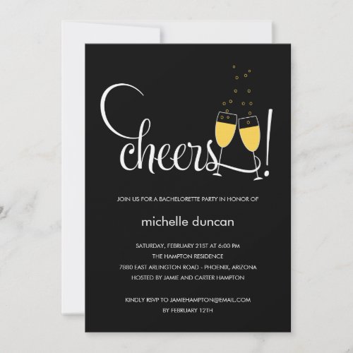 Champagne Glasses Engagement or Bachelorette Party Invitation