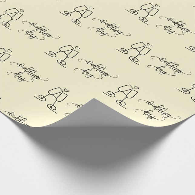 Champagne Glasses Lovely Wedding Day Gift Seamless Wrapping Paper (Corner)
