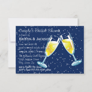 Champagne Glasses Night - 3x5 Bridal Shower Invitation