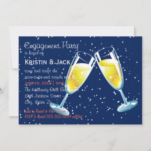 Champagne Glasses Night _ Engagement Party Invitation