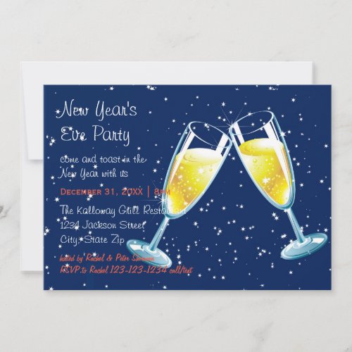 Champagne Glasses Night _ New Years Eve Party Invitation