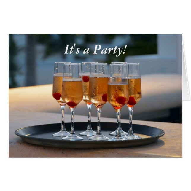 Champagne Glasses Party Invitation (Front Horizontal)