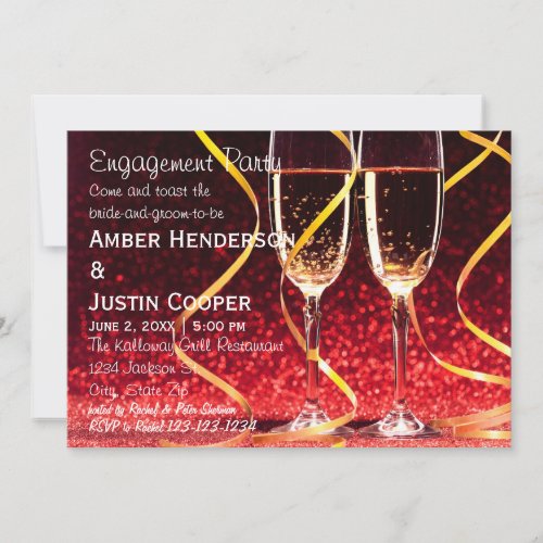 Champagne Glasses Photo _ Engagement Party Invitation