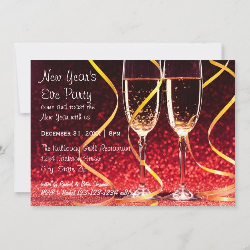 Champagne Glasses Photo _ New Years Eve Party Invitation