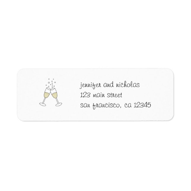 champagne glasses return address sticker (Front)