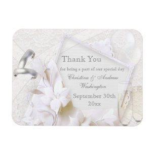 Champagne Glasses & Rings Thank You Wedding Favor Magnet