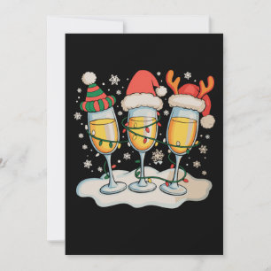 Champagne Glasses Santa Reindeer Christmas Xmas Invitation