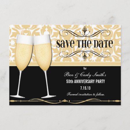 Champagne Glasses Save The Date Invitation