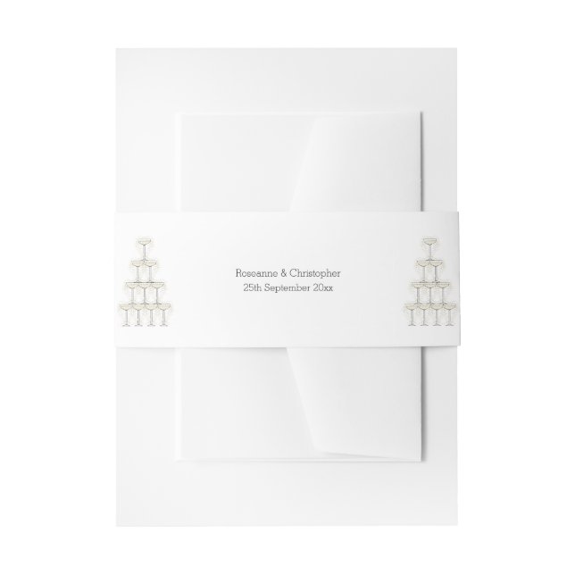 Champagne Glasses Simple Wedding Invitation Belly Band (Front Example)