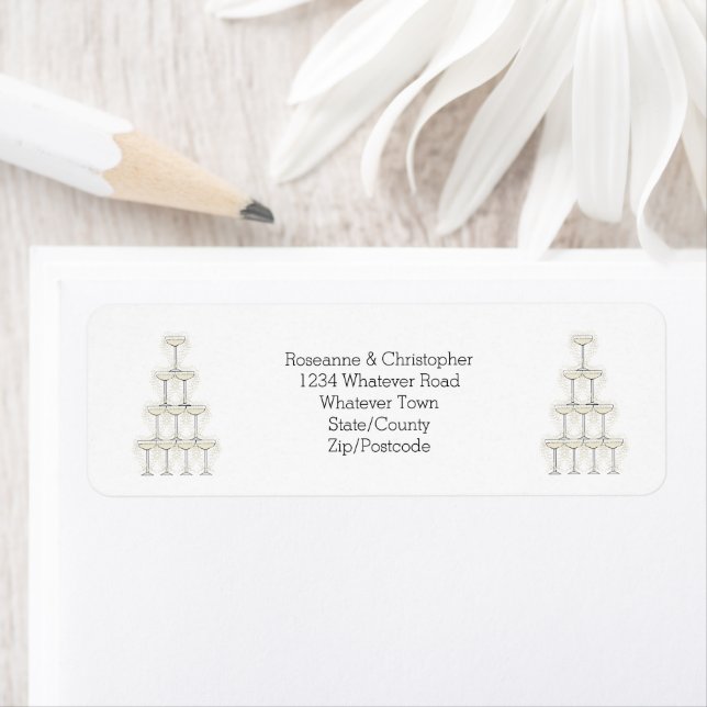 Champagne Glasses Simple Wedding Label (Insitu)