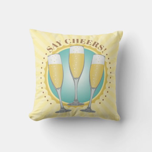 Champagne Glasses Throw Pillow