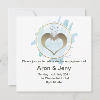 Champagne Glasses Watercolor Engagement Invitation by johan555 at Zazzle