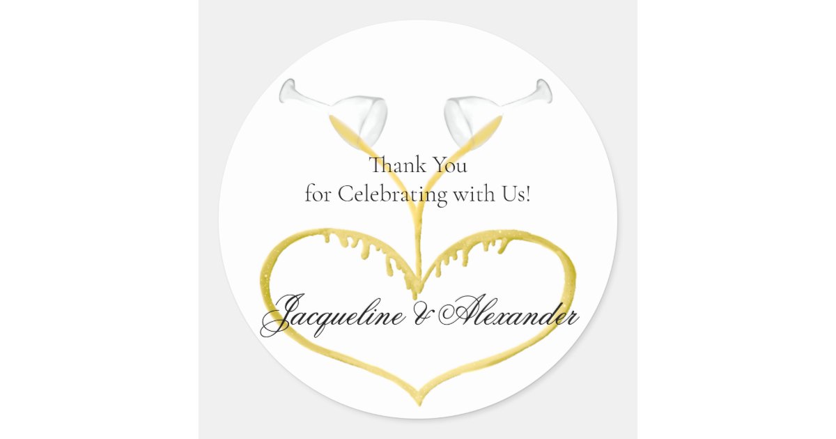 Champagne Glasses Wedding Classic Round Sticker Zazzle
