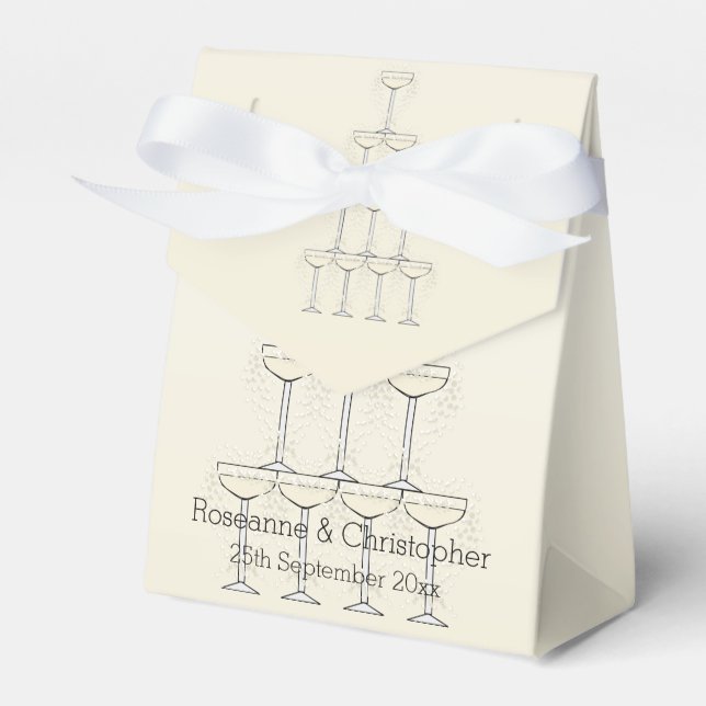 Champagne Glasses Wedding Favor Boxes (Front Side)