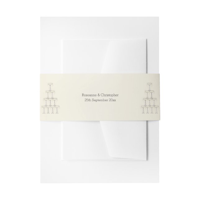 Champagne Glasses Wedding Invitation Belly Band (Front Example)